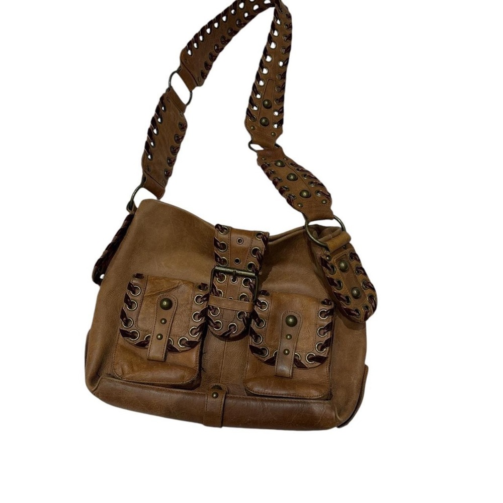 Betsey Johnson Brown Crossbody Bag with Studded Strap